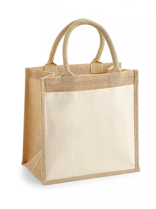 Cotton Pocket Jute Midi Tote