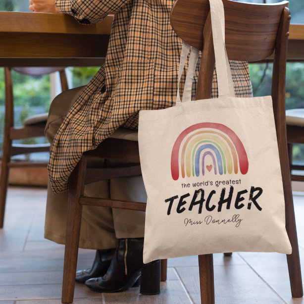 Worlds Greatest Teacher Rainbow Tote Bag R D59h5 614