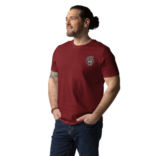 Unisex Organic Cotton T Shirt Burgundy Front 668589c1f262c.jpg