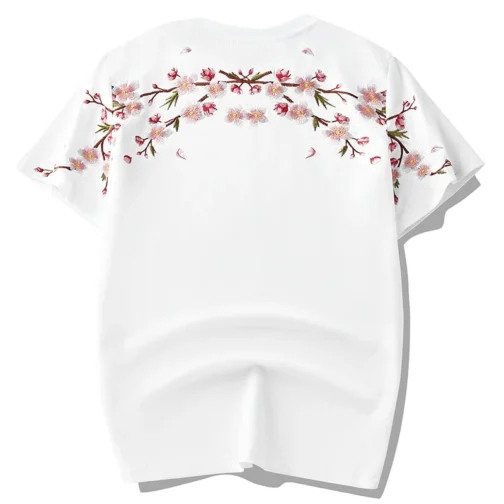 Kf H28c0283c405c4178ab20b790be5d5440p Embroidery T Shirt Men Women Flower Loose Casual T Shirt Summer Cotton Hip Hop Tee Tops