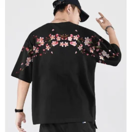 Embroidery Flower Loose Casual  Tee Tops