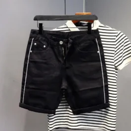 Geestyle Black Denim Shorts – Side Stripe Streetwear Style