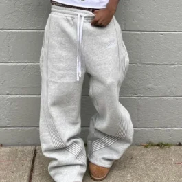American Retro Striped Knitted Pants Men Y2k Street Harajuku Trendy Brand Oversized Trousers Loose Casual Wide Leg Pants Women