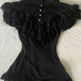 Ensemble haut et jupe en dentelle Vintage millénaire, T-shirt et jupe japonais à manches courtes, Style Harajuku Y2k