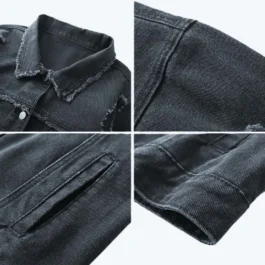 Distressed Black Oversized Denim Jacket