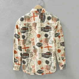 6781 100% Cotton Creative Graffiti Print Shirts Men’s Spring Fall Fashion Loose Casual Blouses Youth Teen Streetwear Trendy Tops