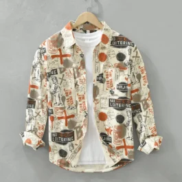 6781 100% Cotton Creative Graffiti Print Shirts Men’s Spring Fall Fashion Loose Casual Blouses Youth Teen Streetwear Trendy Tops