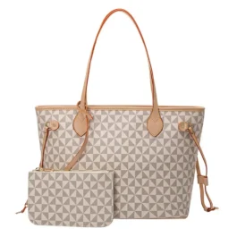 2024 New Women’s Fashionable Geometric Print Tote Bag Single Shoulder Slant Crossbody Bag Mother-Child Bag Polyester Lining